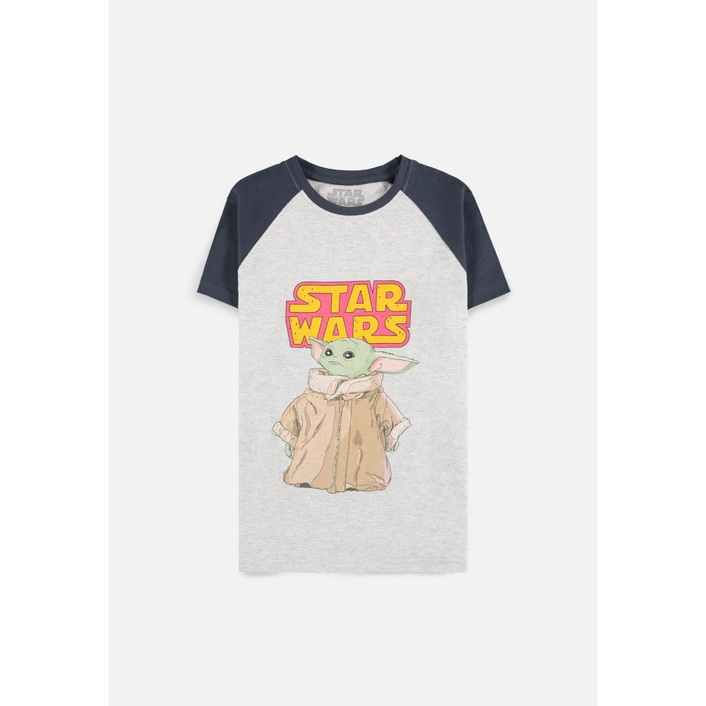 Star Wars - The Mandalorian Raglan Kinder Tshirt - Grijs/Blauw
